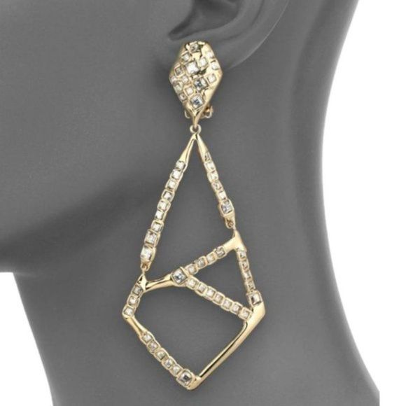 Alexis Bittar Miss Havisham Mosaic Crystal Geometric Earrings - SILVER CLIP-ON - Picture 3 of 9